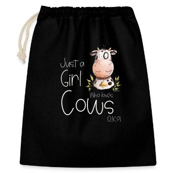Just A Girl Who Loves Cows I Kuh Kühe - Geschenkbeutel aus Baumwolle (40 x 50 cm) - Schwarz - Vorne