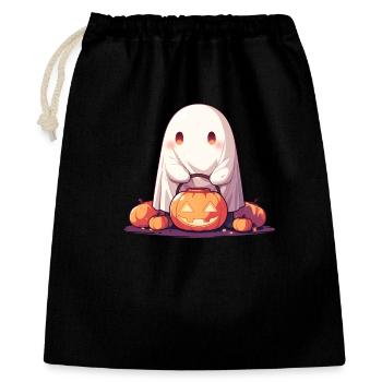 Gespenst Geist Kürbis Laterne Halloween Geschenk - Geschenkbeutel aus Baumwolle (40 x 50 cm) - Schwarz - Vorne