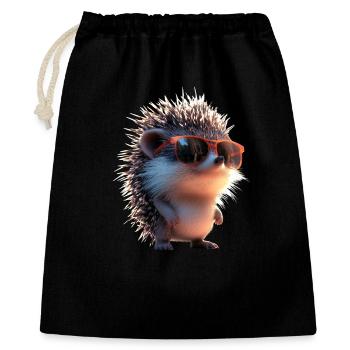 Igel Weißbauchigel Stacheligel Liebe Süßer Igel - Geschenkbeutel aus Baumwolle (40 x 50 cm) - Schwarz - Vorne