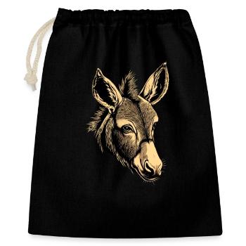 Esel Hausesel Donkey Reiten Stall Liebe Süßer Esel - Geschenkbeutel aus Baumwolle (40 x 50 cm) - Schwarz - Vorne