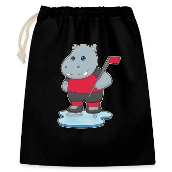 Nilpferd Eishockey Eishockeyschläger - Geschenkbeutel aus Baumwolle (40 x 50 cm) - Schwarz - Vorne