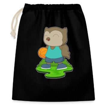 Eule Basketballspieler Basketball - Geschenkbeutel aus Baumwolle (40 x 50 cm) - Schwarz - Vorne