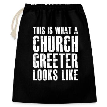 this is what a church greeter looks like - Geschenkbeutel aus Baumwolle (40 x 50 cm) - Schwarz - Vorne