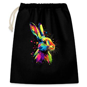 Hase Kaninchen Liebhaber Feldhase Bunny Süße Hasen - Geschenkbeutel aus Baumwolle (40 x 50 cm) - Schwarz - Vorne