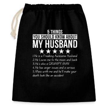 5 choses à savoir sur mon mari - Sac cadeau 40 x 50 cm - noir - Devant