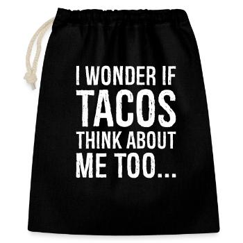 I wonder If Tacos Think about me funny shirt - Gift Bag 40 x 50 cm - black - Front