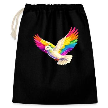 Taube Weiß Frieden Peace Ringeltaube Weiße Tauben - Geschenkbeutel aus Baumwolle (40 x 50 cm) - Schwarz - Vorne