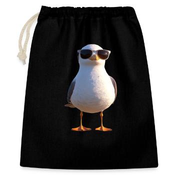 Möwe Strand Meer Nordsee Ostsee Silbermöwe Möwen - Geschenkbeutel aus Baumwolle (40 x 50 cm) - Schwarz - Vorne