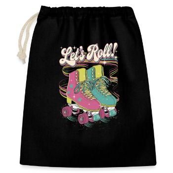 Let's Roll Buntes Retro-Rollschuh-Design - Geschenkbeutel aus Baumwolle (40 x 50 cm) - Schwarz - Vorne
