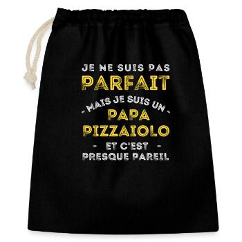 je suis un papa pizzaiolo - Sac cadeau 40 x 50 cm - noir - Devant