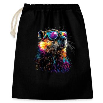Biber Motiv Biberflüsterer Nagetiere Süßer Biber - Geschenkbeutel aus Baumwolle (40 x 50 cm) - Schwarz - Vorne