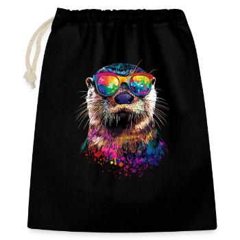 Otter Seeotter Fischotter Marder Liebe Süßer Otter - Geschenkbeutel aus Baumwolle (40 x 50 cm) - Schwarz - Vorne