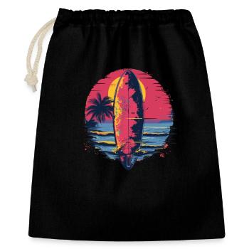 Planche de surf Synthwave - Sac cadeau 40 x 50 cm - noir - Devant
