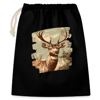 Cerf avec bois - Sac cadeau 40 x 50 cm - noir - Devant