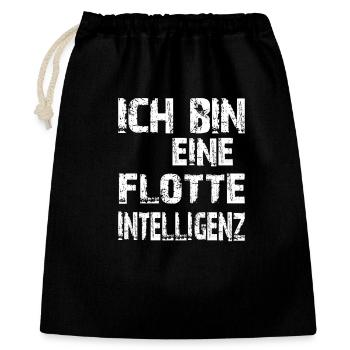 KI Spruch Ich bin eine flotte Intelligenz - Geschenkbeutel aus Baumwolle (40 x 50 cm) - Schwarz - Vorne