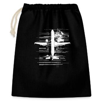 Airplane Drawing - Gift Bag 40 x 50 cm - black - Front