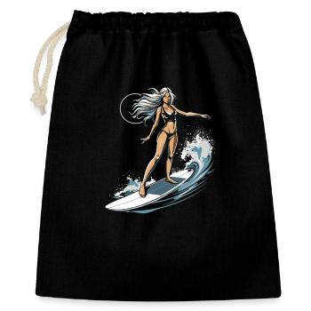 Female Surfer Graphic - Gift Bag 40 x 50 cm - black - Front