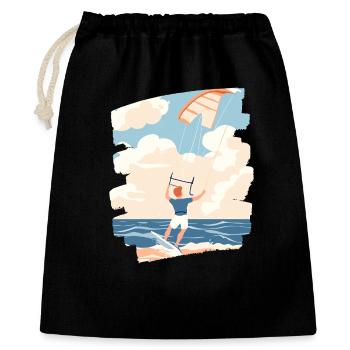 Kitesurfer - Geschenkbeutel aus Baumwolle (40 x 50 cm) - Schwarz - Vorne