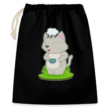 Katze Koch Schüssel Kochen - Geschenkbeutel aus Baumwolle (40 x 50 cm) - Schwarz - Vorne