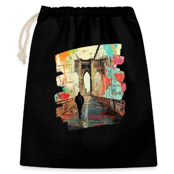 Pont de Brooklyn - Sac cadeau 40 x 50 cm - noir - Devant