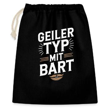Geiler Typ Mit Bart Bartträger Barbier Vollbart - Geschenkbeutel aus Baumwolle (40 x 50 cm) - Schwarz - Vorne