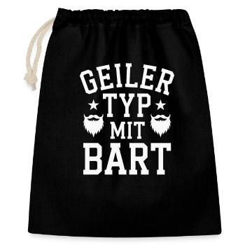 Geiler Typ Mit Bart Bartträger Barbier Vollbart - Geschenkbeutel aus Baumwolle (40 x 50 cm) - Schwarz - Vorne