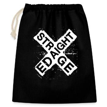Straight Edge Schriftzug für Straight Edger Life - Geschenkbeutel aus Baumwolle (40 x 50 cm) - Schwarz - Vorne