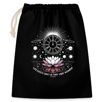 Jetzt ist alles | Alan Watts Lotus Kosmos Kunst - Geschenkbeutel aus Baumwolle (40 x 50 cm) - Schwarz - Vorne