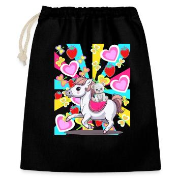Rétro Enfants Enfant Cheval Teddy Coeur Anniversaire Bébé - Sac cadeau 40 x 50 cm - noir - Devant