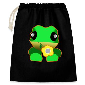 Grenouille mignonne avec fleur - Sac cadeau 40 x 50 cm - noir - Devant
