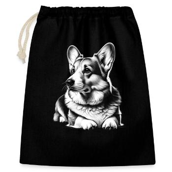 Corgi mignon en pose allongée - Sac cadeau 40 x 50 cm - noir - Devant