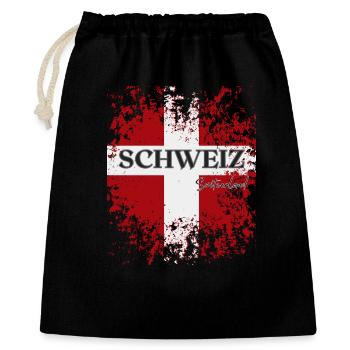 Drapeau de la Suisse, fierté suisse - Sac cadeau 40 x 50 cm - noir - Devant