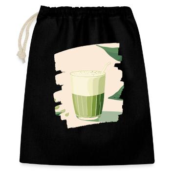 Matcha Latte Liebhaber Grüntee - Geschenkbeutel aus Baumwolle (40 x 50 cm) - Schwarz - Vorne