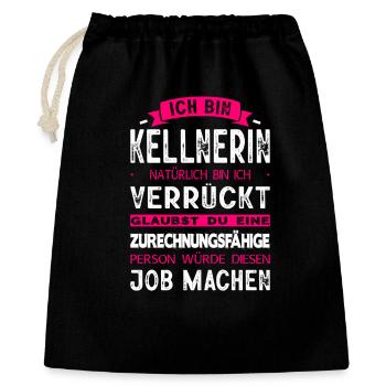 Kellnerin Geschenke Bedienung Abschied Gastronomie - Geschenkbeutel aus Baumwolle (40 x 50 cm) - Schwarz - Vorne