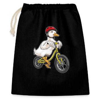 Ente Fahrrad - Geschenkbeutel aus Baumwolle (40 x 50 cm) - Schwarz - Vorne
