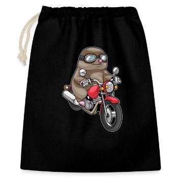 Maulwurf Motorrad - Geschenkbeutel aus Baumwolle (40 x 50 cm) - Schwarz - Vorne