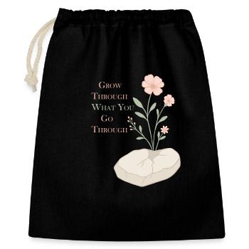 Motif floral inspirant - Espoir et force - Sac cadeau 40 x 50 cm - noir - Devant