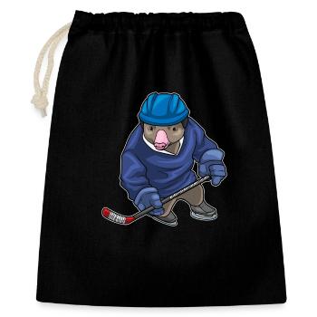 Maulwurf Eishockey Eishockeyschläger - Geschenkbeutel aus Baumwolle (40 x 50 cm) - Schwarz - Vorne
