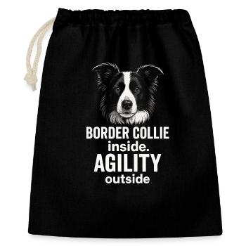Border Collie Agility Hundesport Spruch - Geschenkbeutel aus Baumwolle (40 x 50 cm) - Schwarz - Vorne