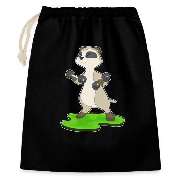 Erdmännchen Bodybuilder Hanteln Bodybuilding - Geschenkbeutel aus Baumwolle (40 x 50 cm) - Schwarz - Vorne