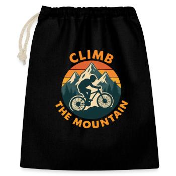 Climb the Mountain - Mountainbike - Geschenkbeutel aus Baumwolle (40 x 50 cm) - Schwarz - Vorne