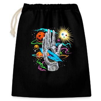 Main Cosmique avec Orbites Planétaires - Sac cadeau 40 x 50 cm - noir - Devant