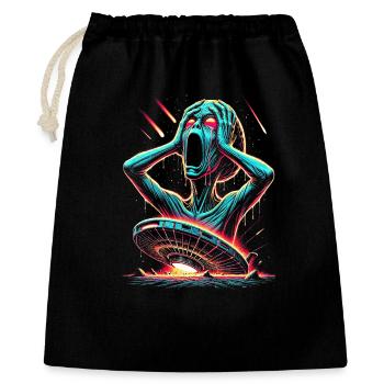 Neon Sci-Fi Horror Halloween Illustration - Geschenkbeutel aus Baumwolle (40 x 50 cm) - Schwarz - Vorne