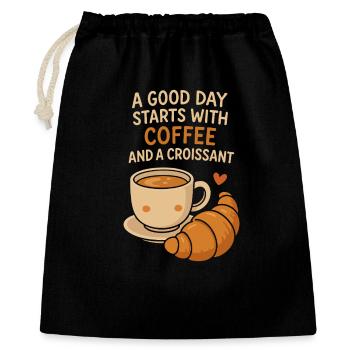 Une bonne journée commence par un café et un croissant - Sac cadeau 40 x 50 cm - noir - Devant
