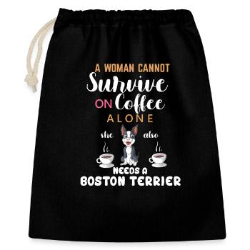 Citation sur le café Boston Terrier pour les femmes - Sac cadeau 40 x 50 cm - noir - Devant