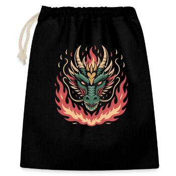Dragon de feu avec cœur - Sac cadeau 40 x 50 cm - noir - Devant