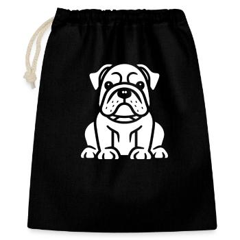 Chiot Bouledogue Illustration Détaillée - Sac cadeau 40 x 50 cm - noir - Devant