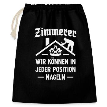Zimmerer Handwerk Zimmermann Zunftzeichen - Geschenkbeutel aus Baumwolle (40 x 50 cm) - Schwarz - Vorne