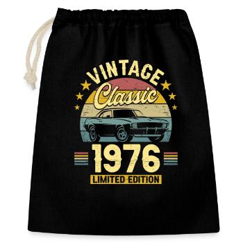 1976 Voiture 50 Ans Anniversaire Homme - Sac cadeau 40 x 50 cm - noir - Devant