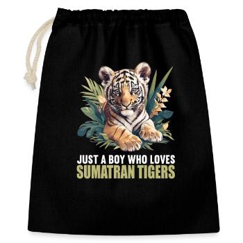 Sumatra-Tiger - Geschenkbeutel aus Baumwolle (40 x 50 cm) - Schwarz - Vorne